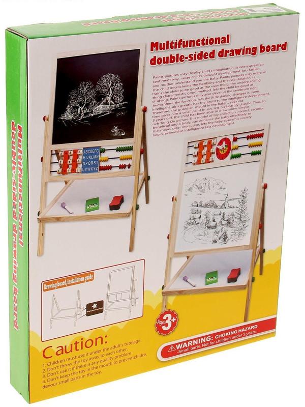 Доска магнитная на ножках: маркер, губка и 5 цветных мелков в комплекте, рабочее поле — 29 × 32 см