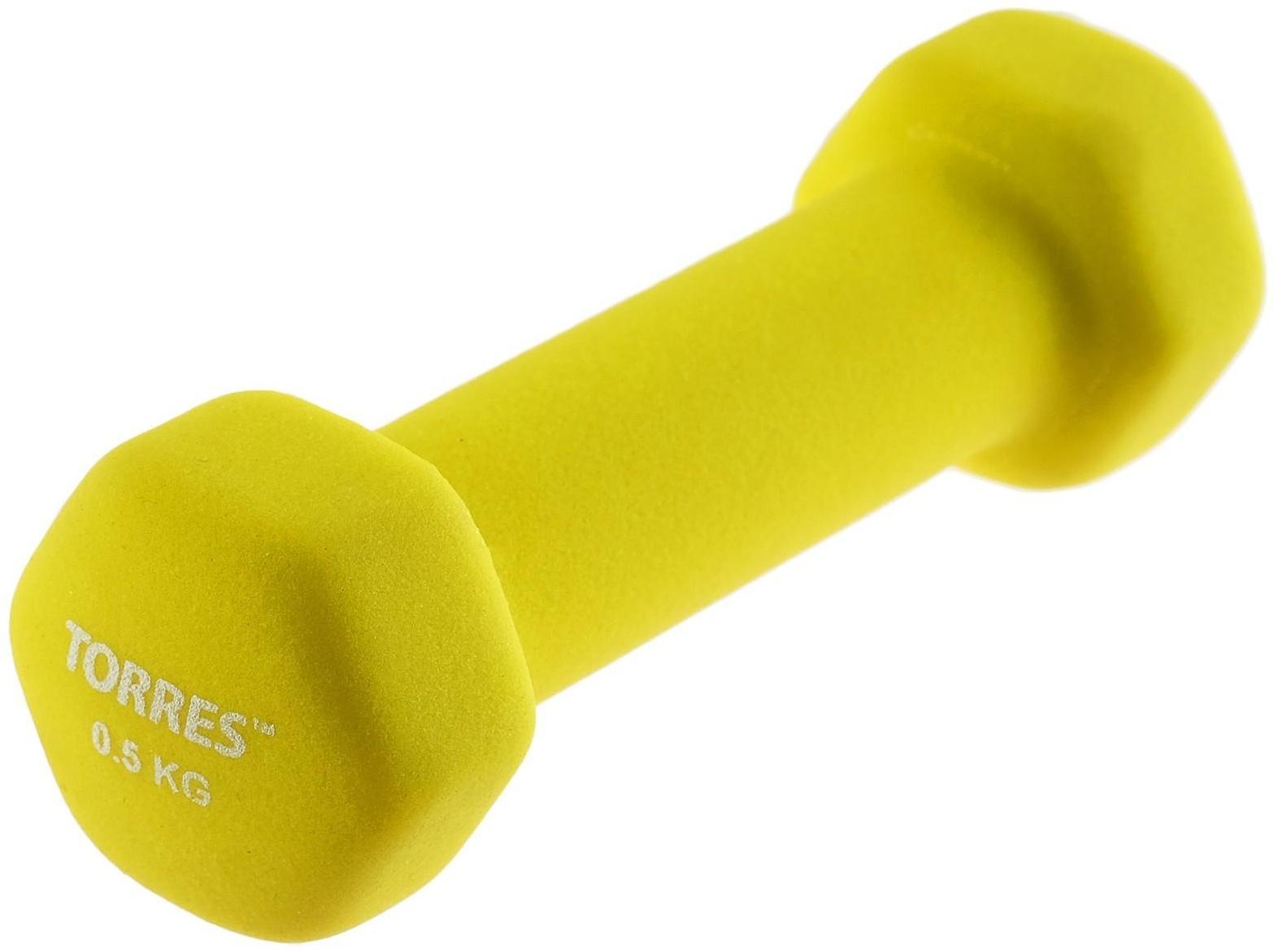 Гантель TORRES, 0,5 кг, металл в неопреновой оболочке, форма шестигранник