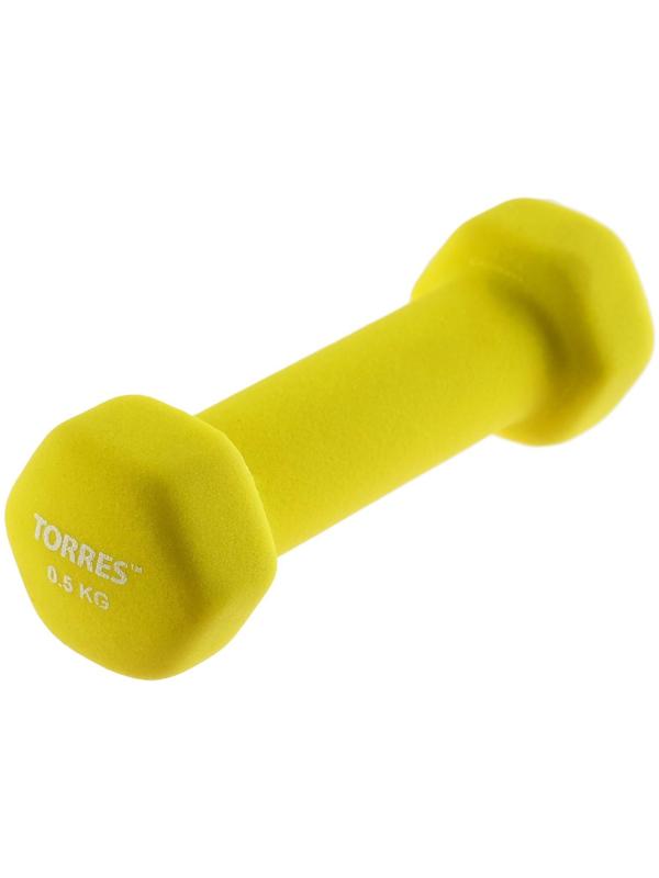 Гантель TORRES, 0,5 кг, металл в неопреновой оболочке, форма шестигранник