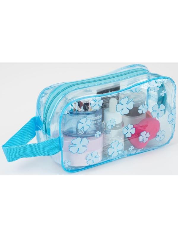 Косметичка на молнии, цвет голубой