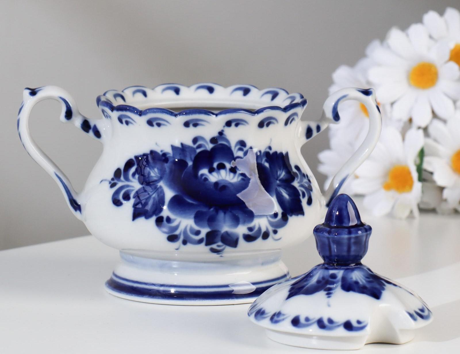 Сахарница «Елена», 13×10×16 см, гжель