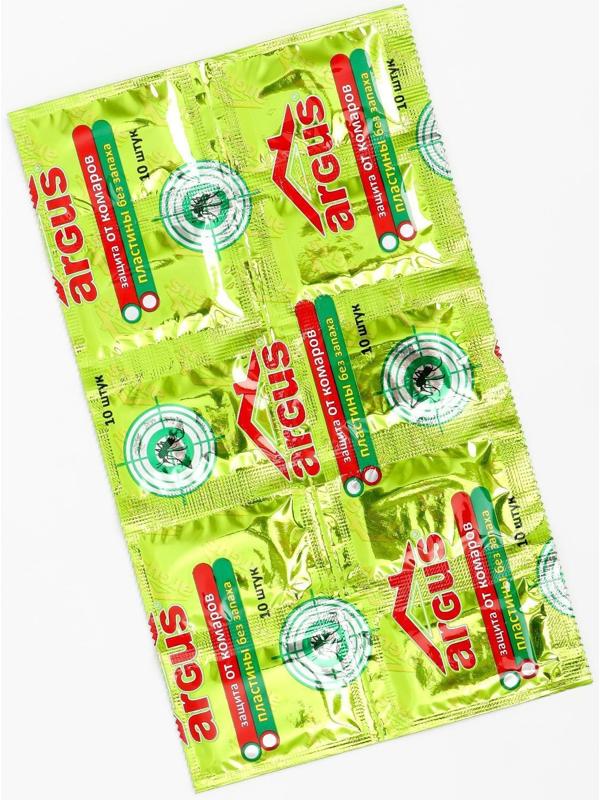 Пластины от комаров ARGUS зеленые без запаха (поперечная) 250