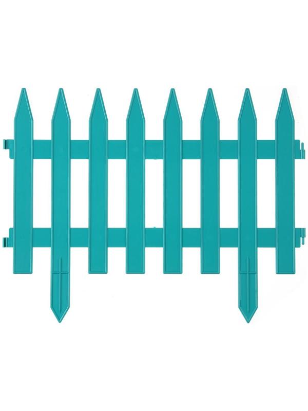 Ограждение декоративное, 35 × 210 см, 5 секций, пластик, бирюзовое, GOTIKA, Greengo