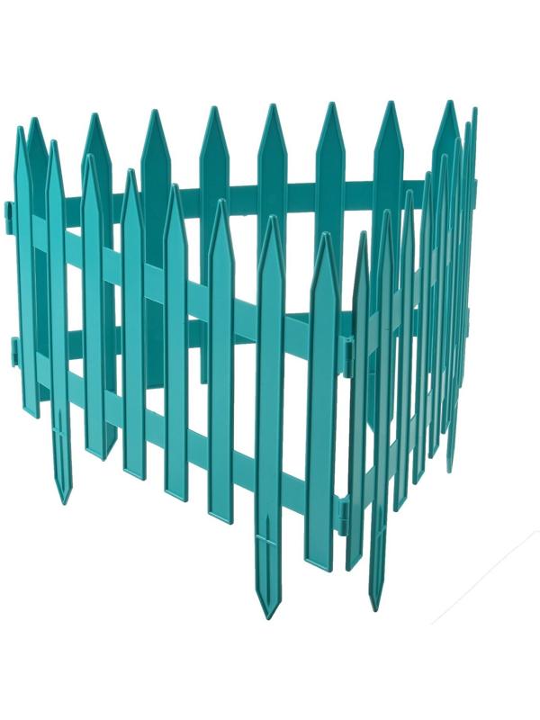 Ограждение декоративное, 35 × 210 см, 5 секций, пластик, бирюзовое, GOTIKA, Greengo