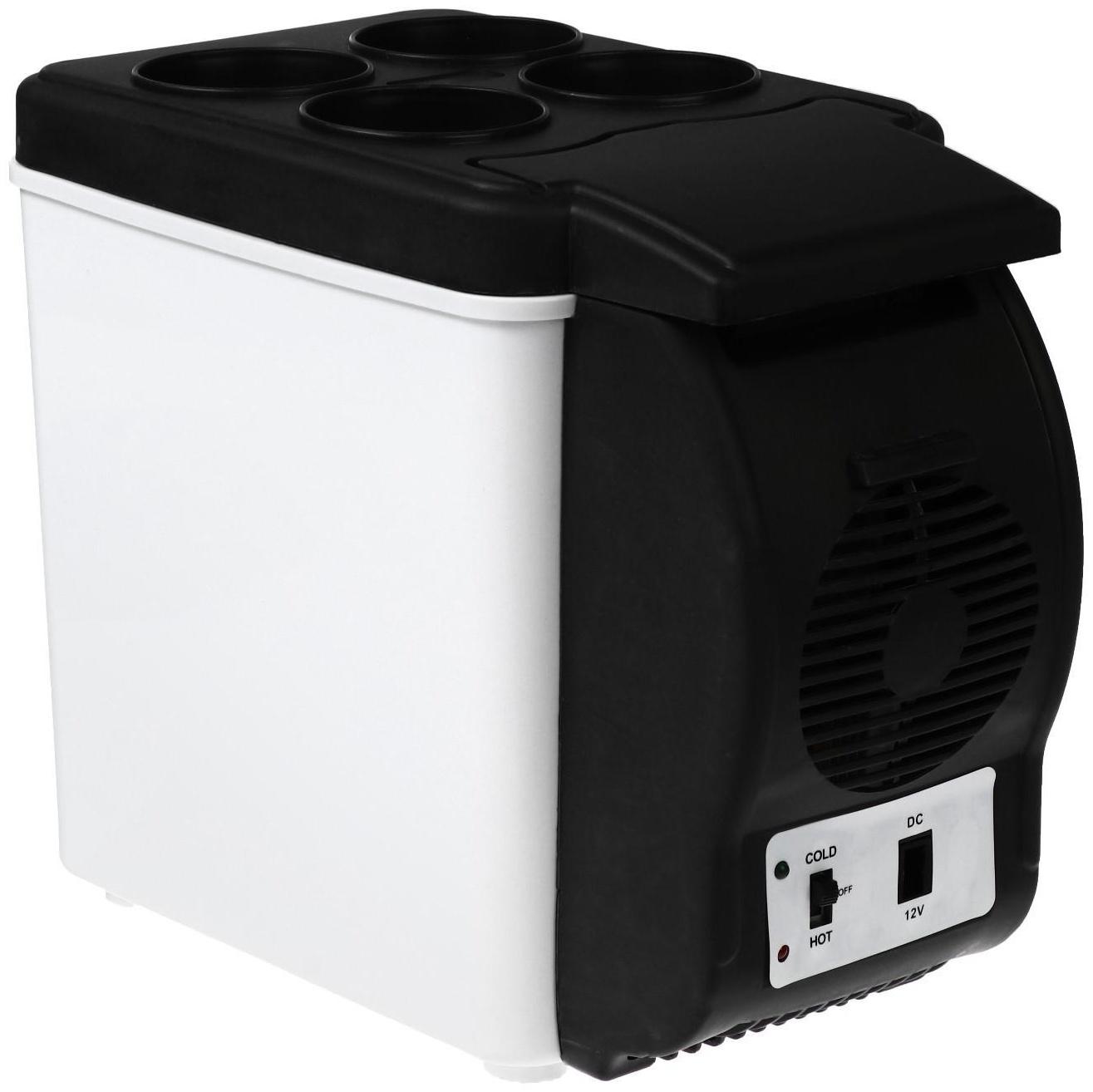 Автохолодильник 6 л, 12 В, функция подогрева, черно-белый