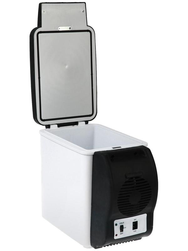 Автохолодильник 6 л, 12 В, функция подогрева, черно-белый