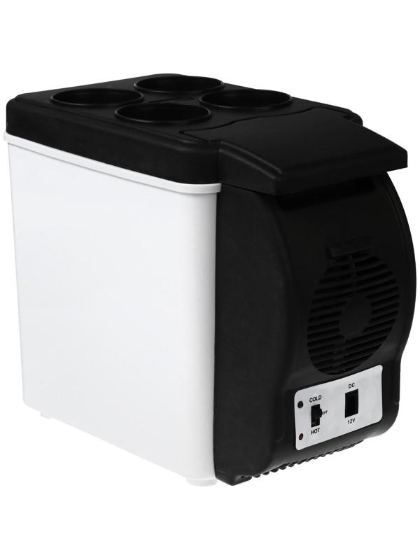 Автохолодильник 6 л, 12 В, функция подогрева, черно-белый
