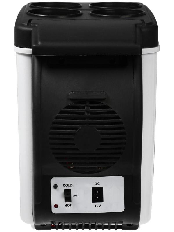 Автохолодильник 6 л, 12 В, функция подогрева, черно-белый