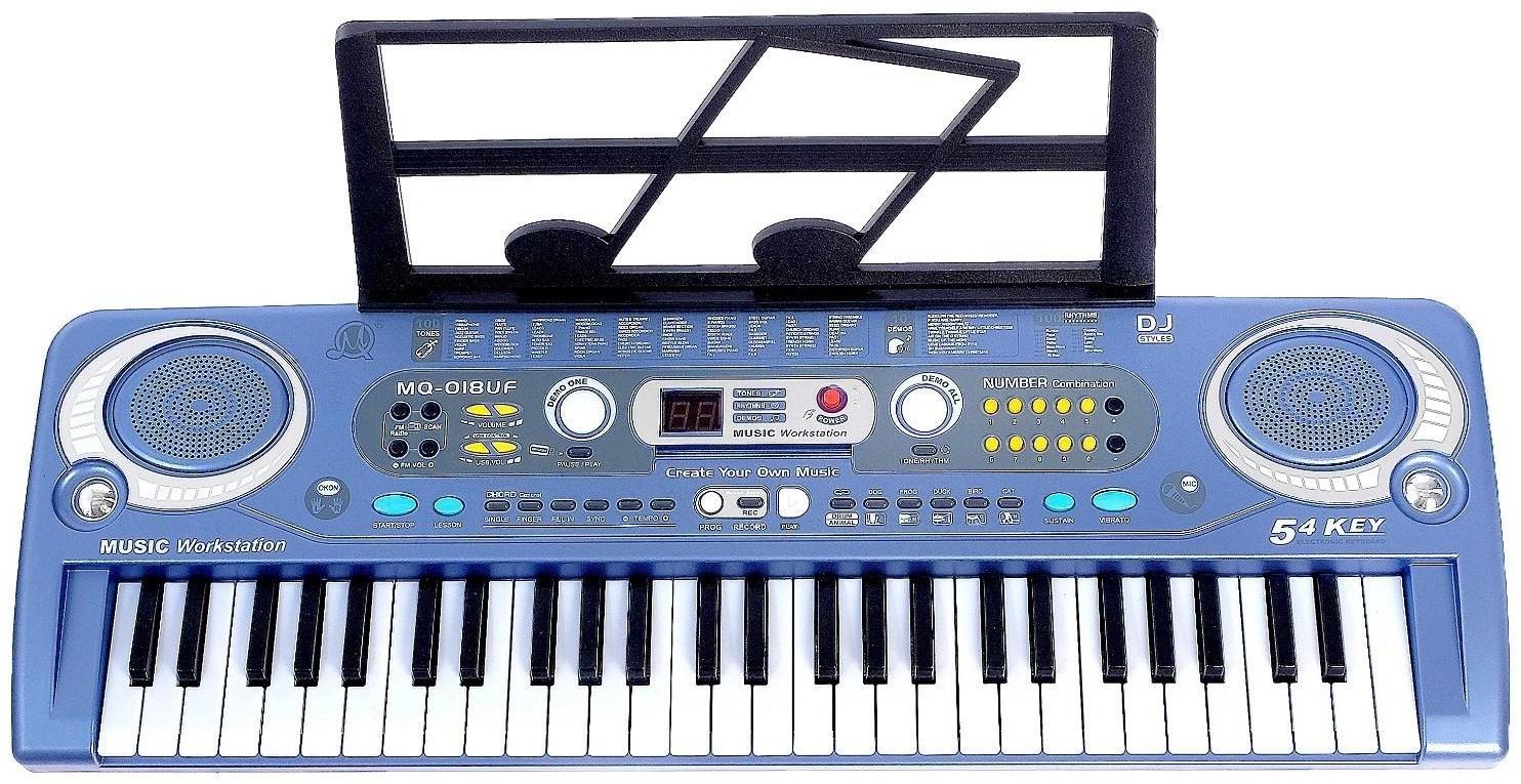 Синтезатор «Музыкальный взрыв», 54 клавиши с цифровым дисплеем, работает от сети и от батареек, адаптер в комплекте