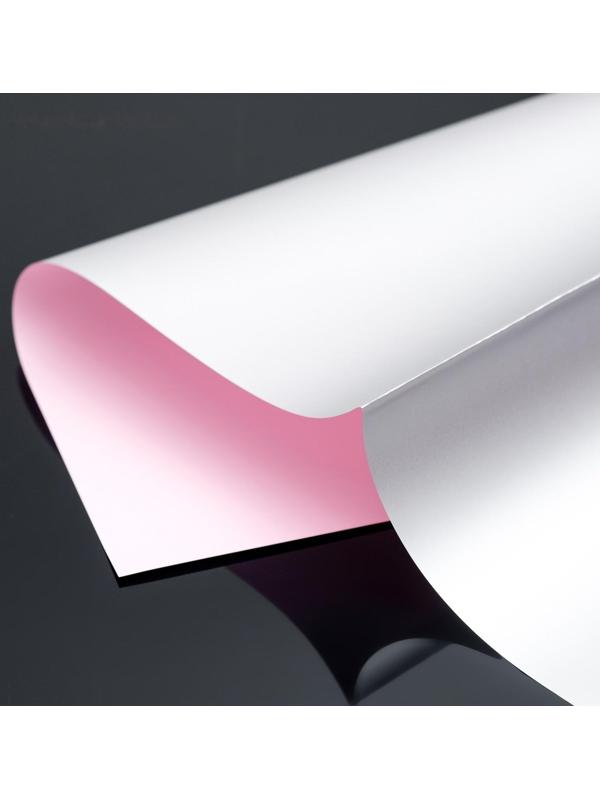 Плёнка двусторонняя цветная матовая 60 х 60 см, цвет розовый/серебристый