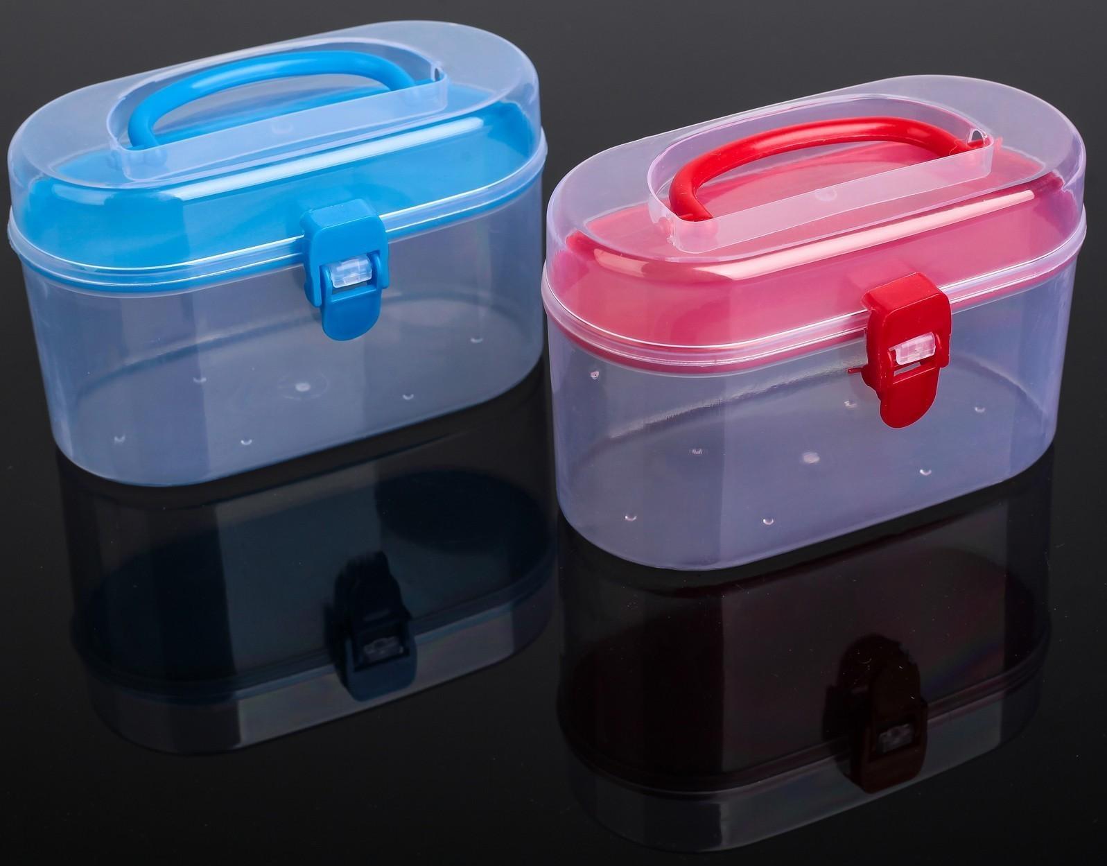 Бокс пластиковый для хранения со вставкой, 12×8×6,5 см, цвет МИКС