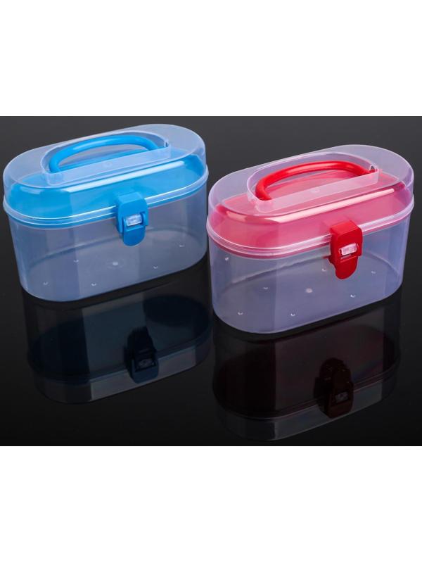 Бокс пластиковый для хранения со вставкой, 12×8×6,5 см, цвет МИКС