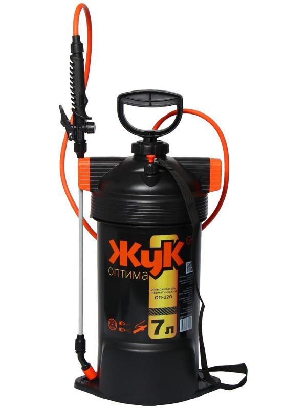 Опрыскиватель помповый, 7 л, термоусадка, пластиковый брандспойт, «Жук»