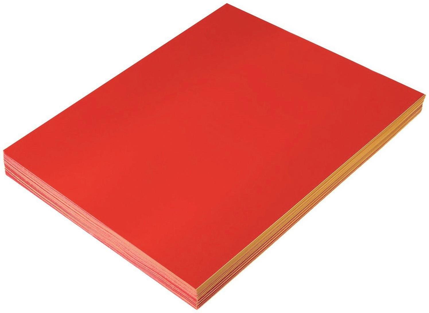 Бумага А4, 100 листов, 80 г/м2, самоклеящаяся, флуоресцентная, красная