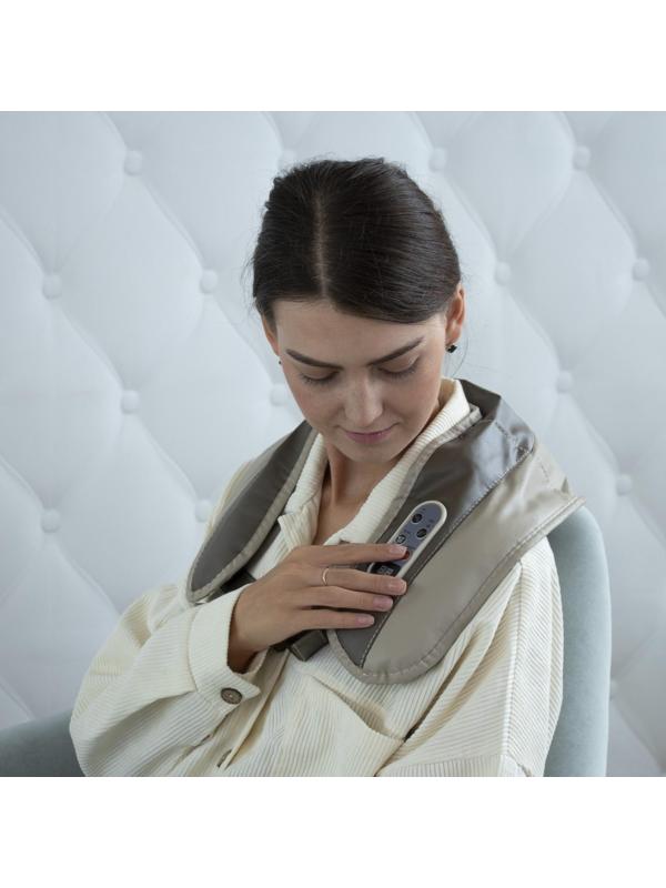 Массажёр для спины и шеи Luazon 9016, наплечный, пульт, 99 режимов, 220 В