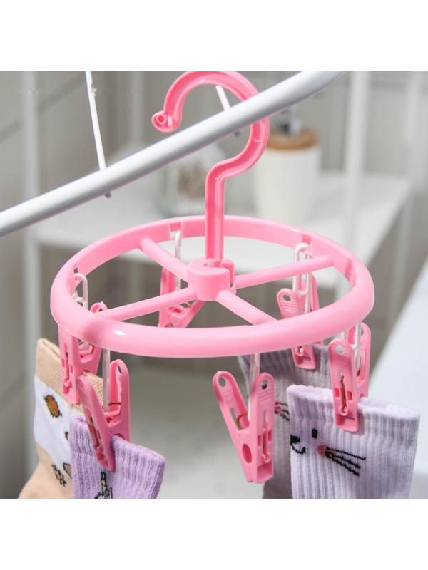 Сушилка для белья подвесная, 15,5×15,5 см, 6 прищепок, цвет МИКС
