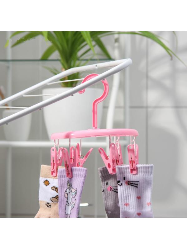 Сушилка для белья подвесная, 15,5×15,5 см, 6 прищепок, цвет МИКС