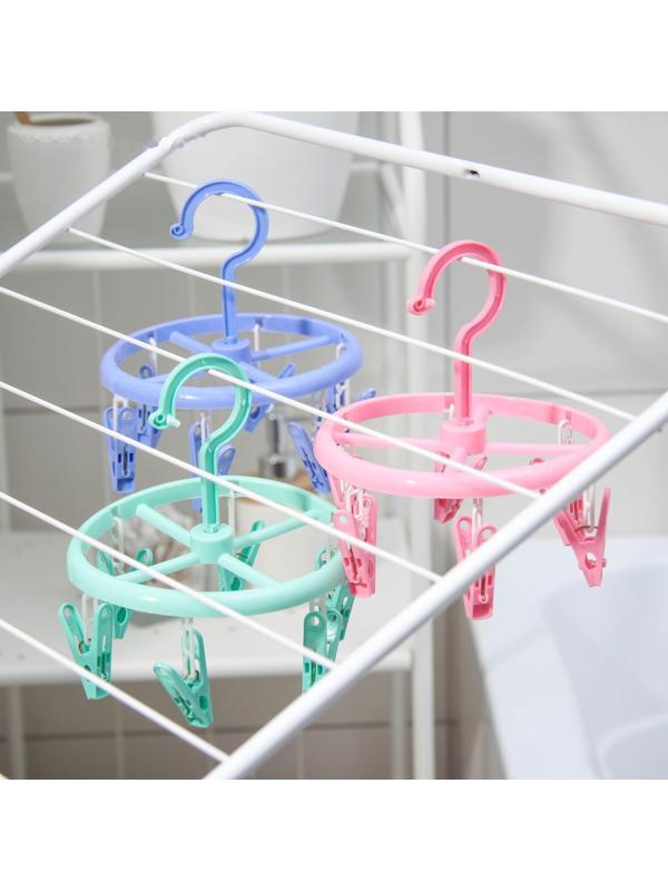 Сушилка для белья подвесная, 15,5×15,5 см, 6 прищепок, цвет МИКС