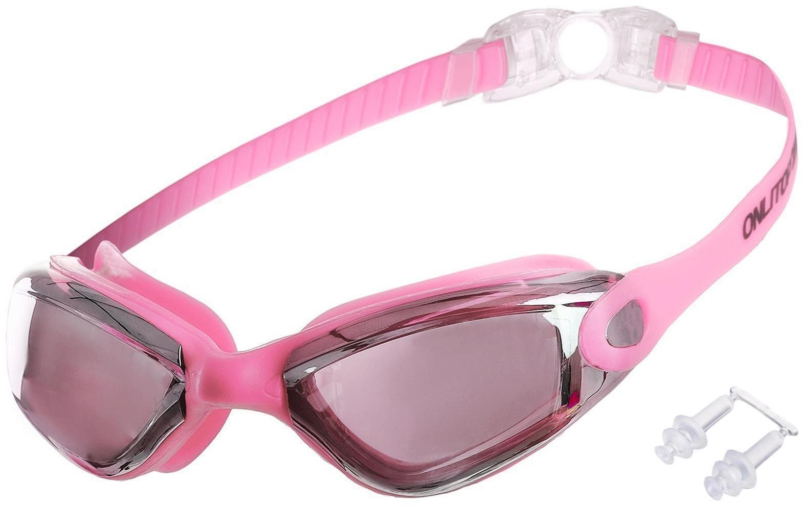 Очки для плавания взрослые + беруши, цвета микс