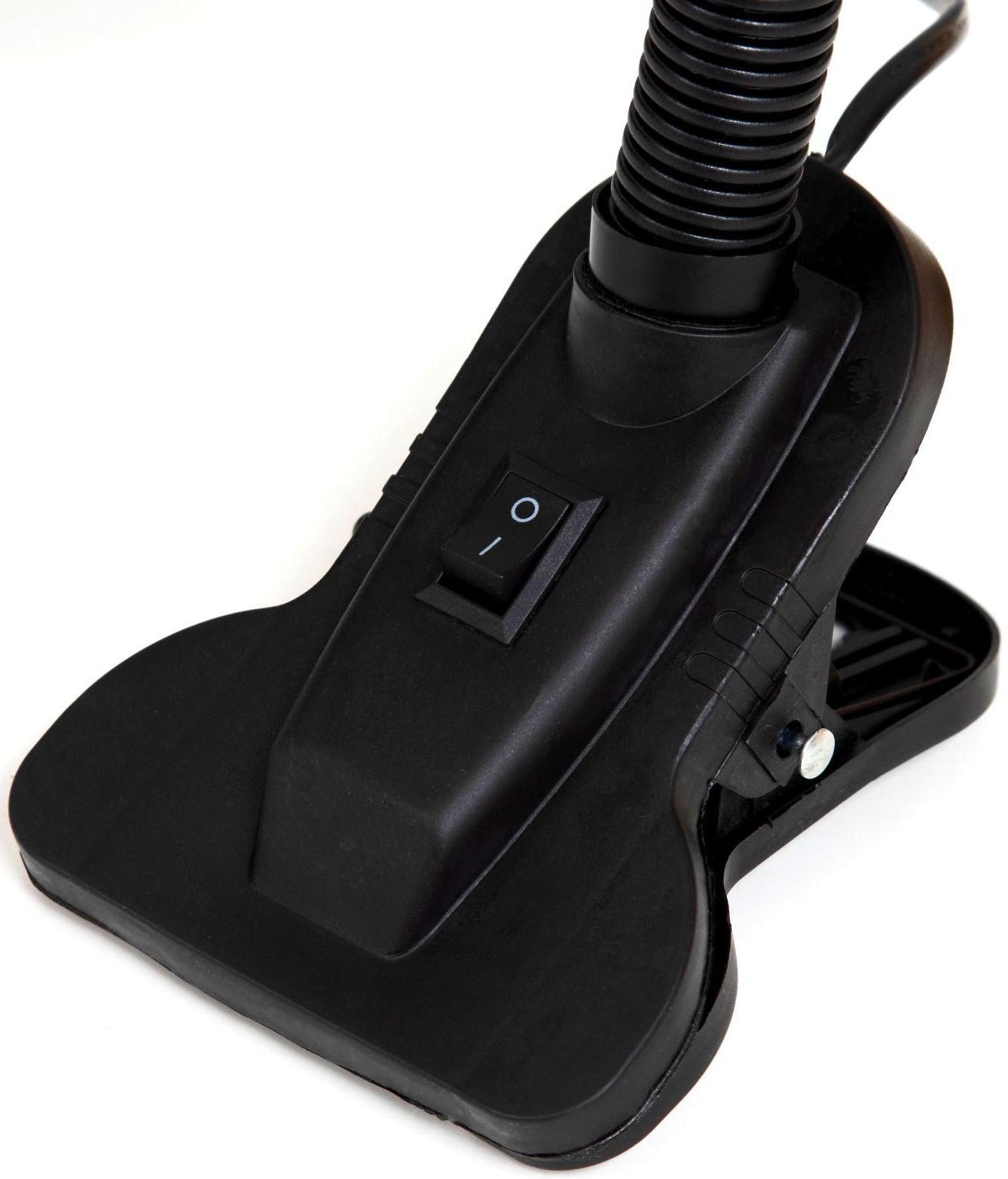 Лампа настольная Е27, с выкл. на зажиме (220В) черная (108В)