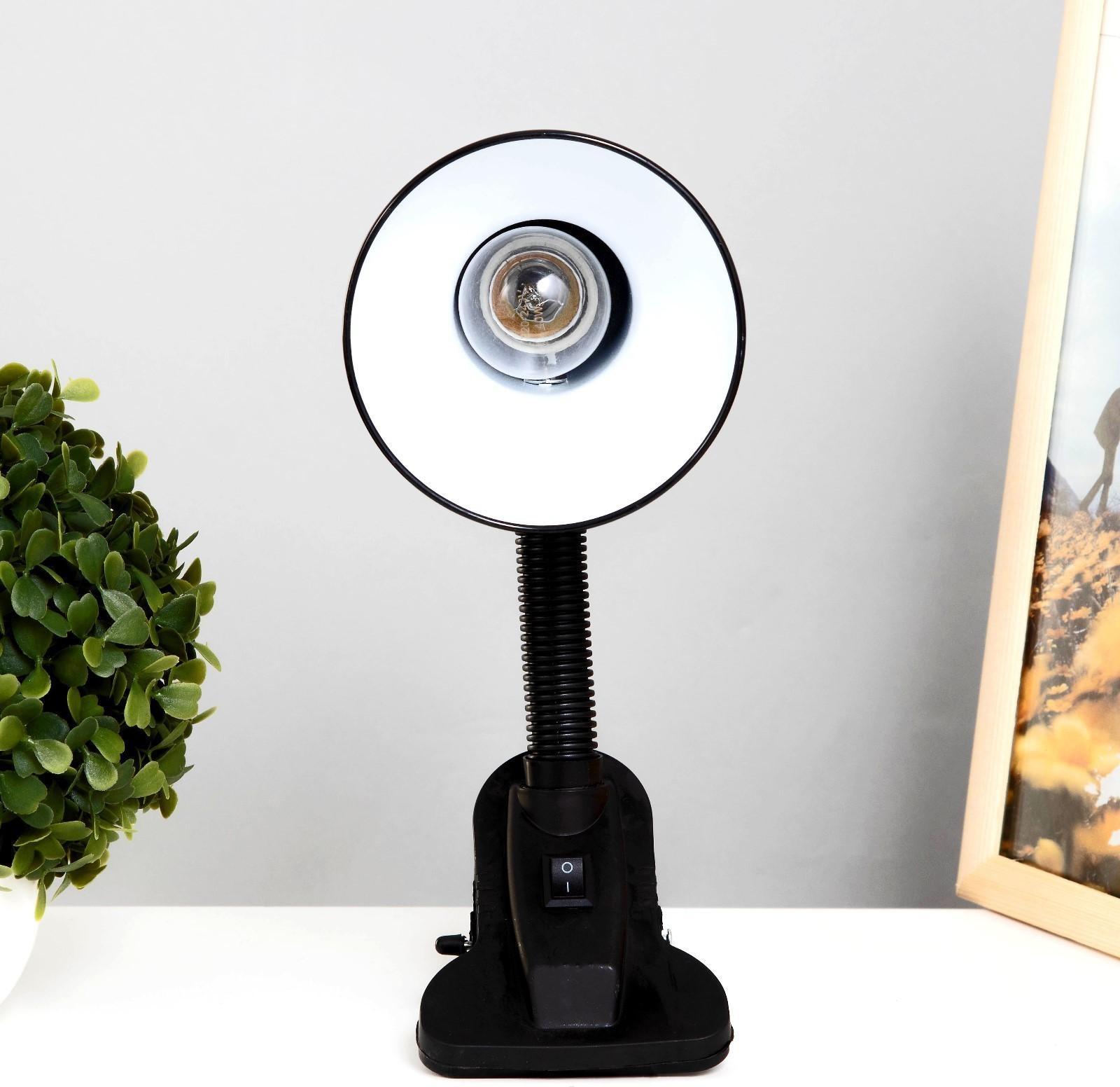 Лампа настольная Е27, с выкл. на зажиме (220В) черная (108В)