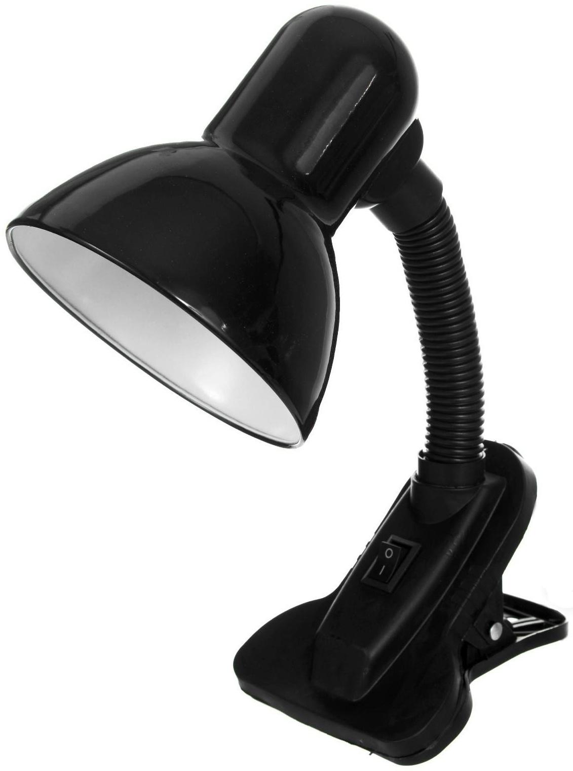 Лампа настольная Е27, с выкл. на зажиме (220В) черная (108В)