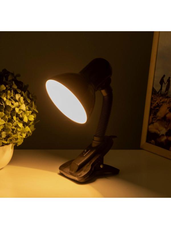 Лампа настольная Е27, с выкл. на зажиме (220В) черная (108В)