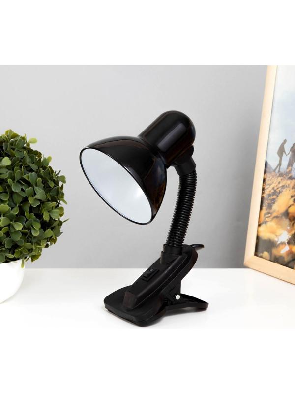 Лампа настольная Е27, с выкл. на зажиме (220В) черная (108В)