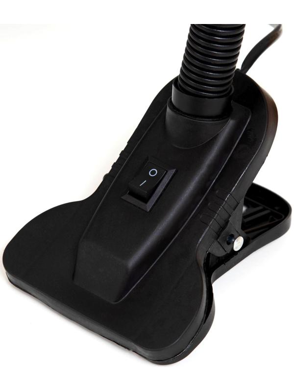 Лампа настольная Е27, с выкл. на зажиме (220В) черная (108В)