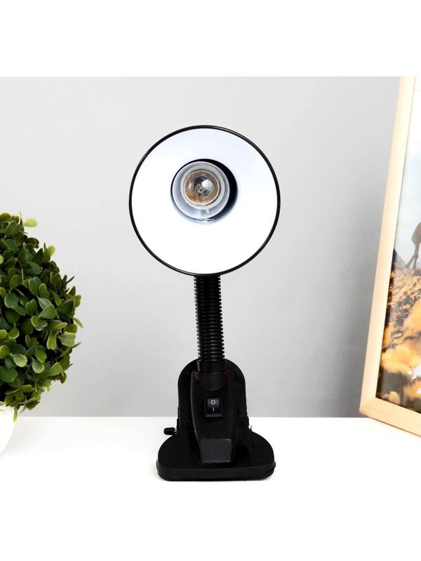 Лампа настольная Е27, с выкл. на зажиме (220В) черная (108В)