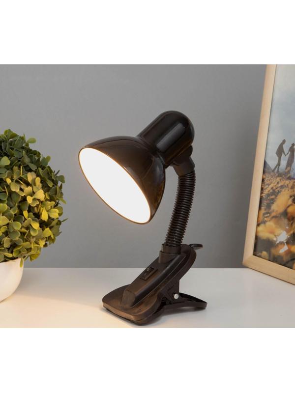 Лампа настольная Е27, с выкл. на зажиме (220В) черная (108В)