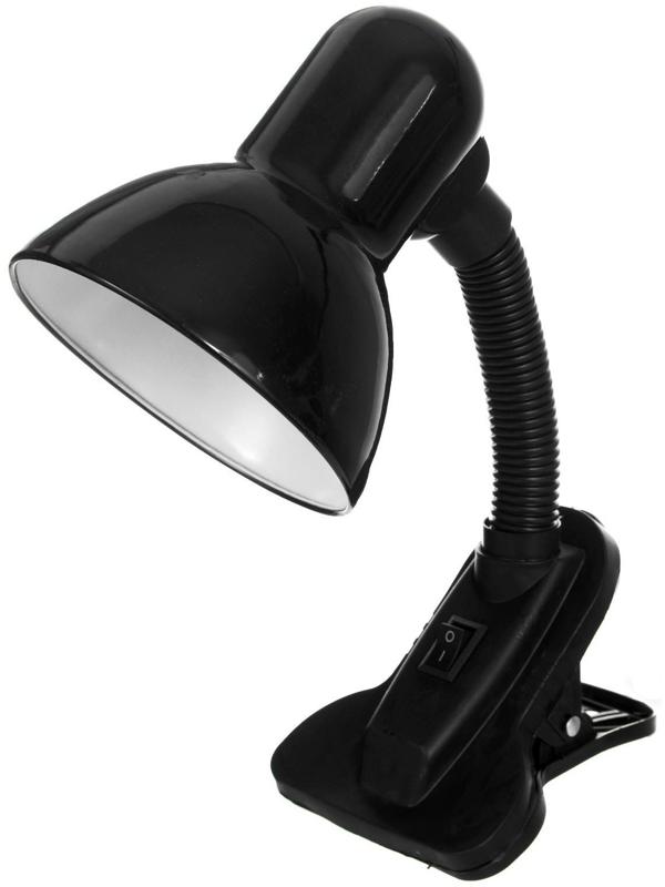 Лампа настольная Е27, с выкл. на зажиме (220В) черная (108В)