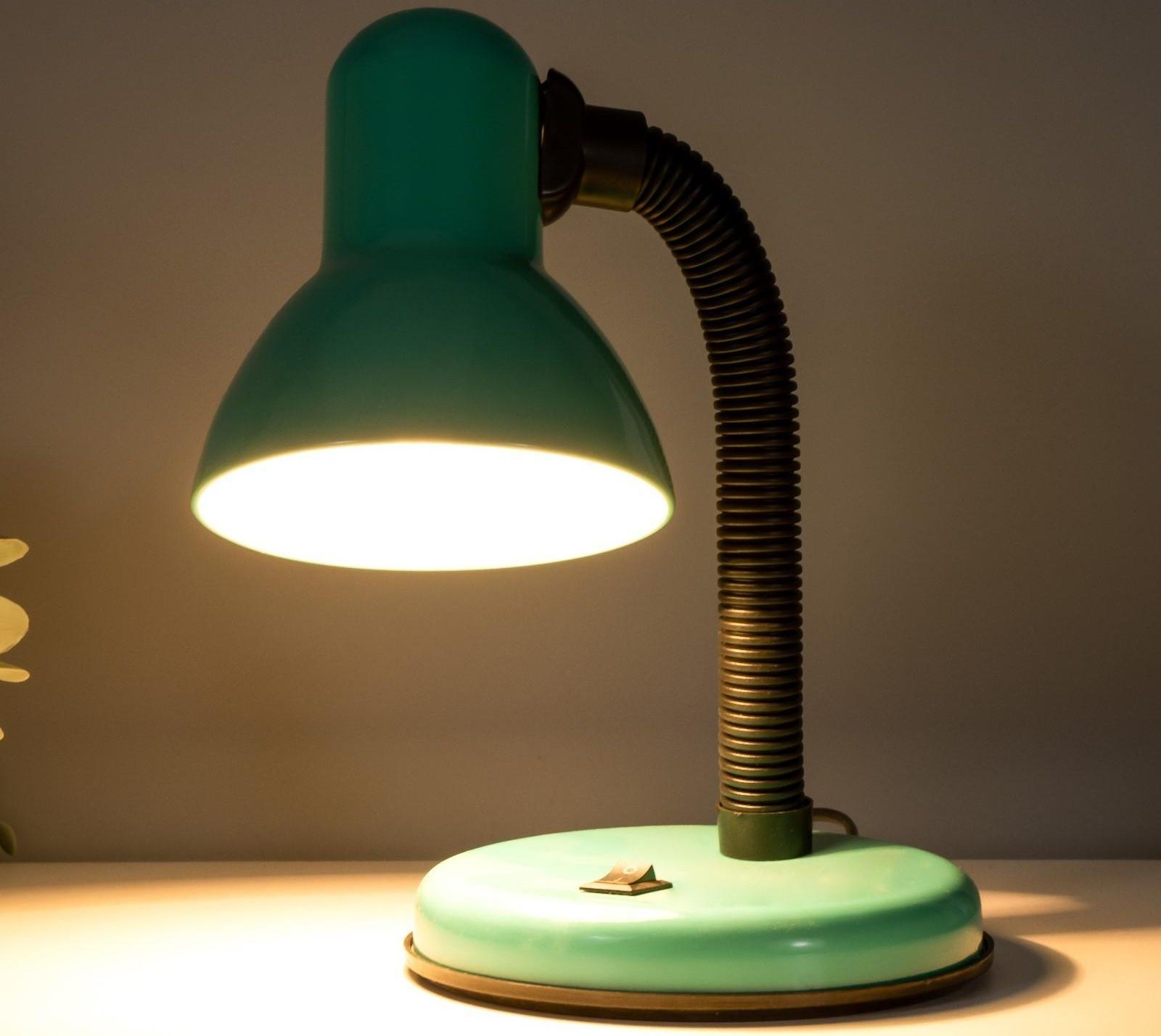 Лампа настольная Е27, с выкл. (220В) зеленая (203В)