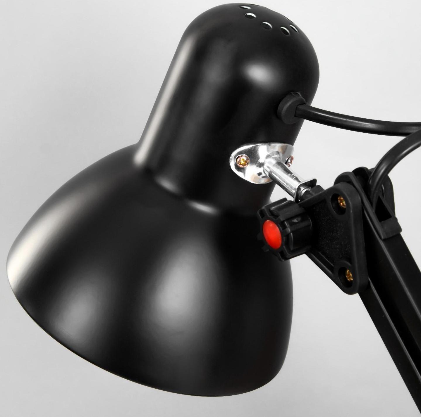 Лампа настольная Е27, h=55 см, шарнирная черная