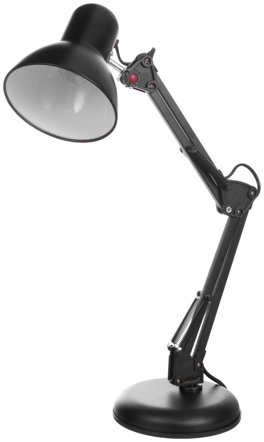 Лампа настольная Е27, h=55 см, шарнирная черная