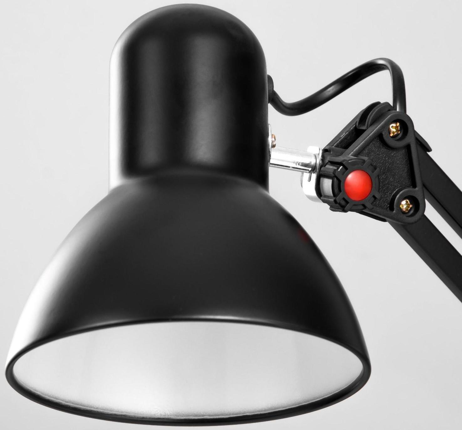 Лампа настольная Е27, h=55 см, шарнирная черная