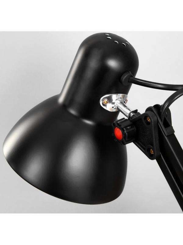 Лампа настольная Е27, h=55 см, шарнирная черная