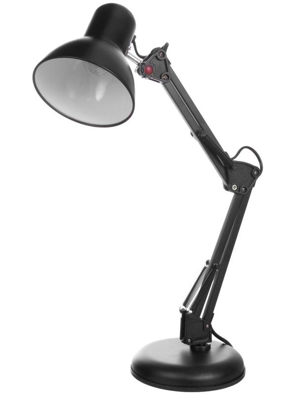Лампа настольная Е27, h=55 см, шарнирная черная