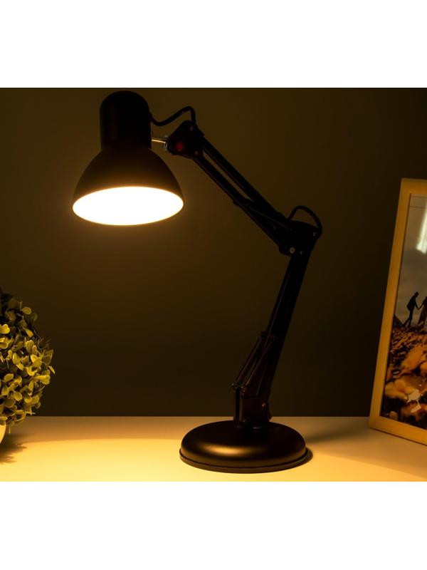 Лампа настольная Е27, h=55 см, шарнирная черная