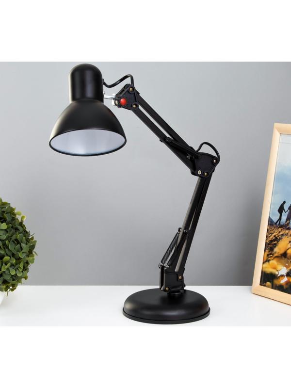 Лампа настольная Е27, h=55 см, шарнирная черная