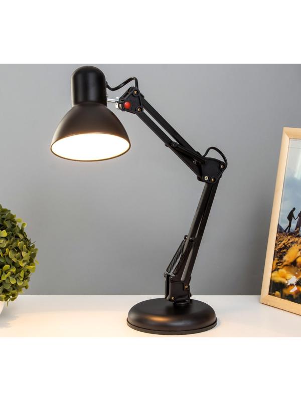 Лампа настольная Е27, h=55 см, шарнирная черная