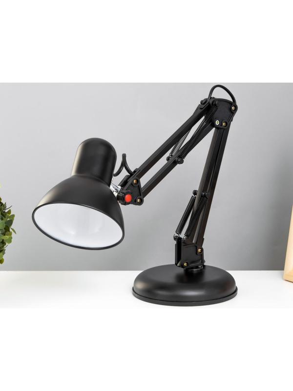 Лампа настольная Е27, h=55 см, шарнирная черная