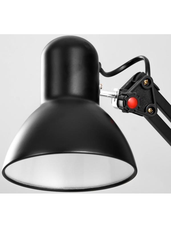 Лампа настольная Е27, h=55 см, шарнирная черная