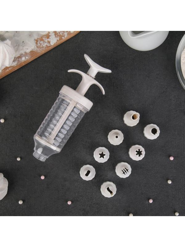 Шприц кондитерский Доляна «Повар», 19×5 см, 8 насадок