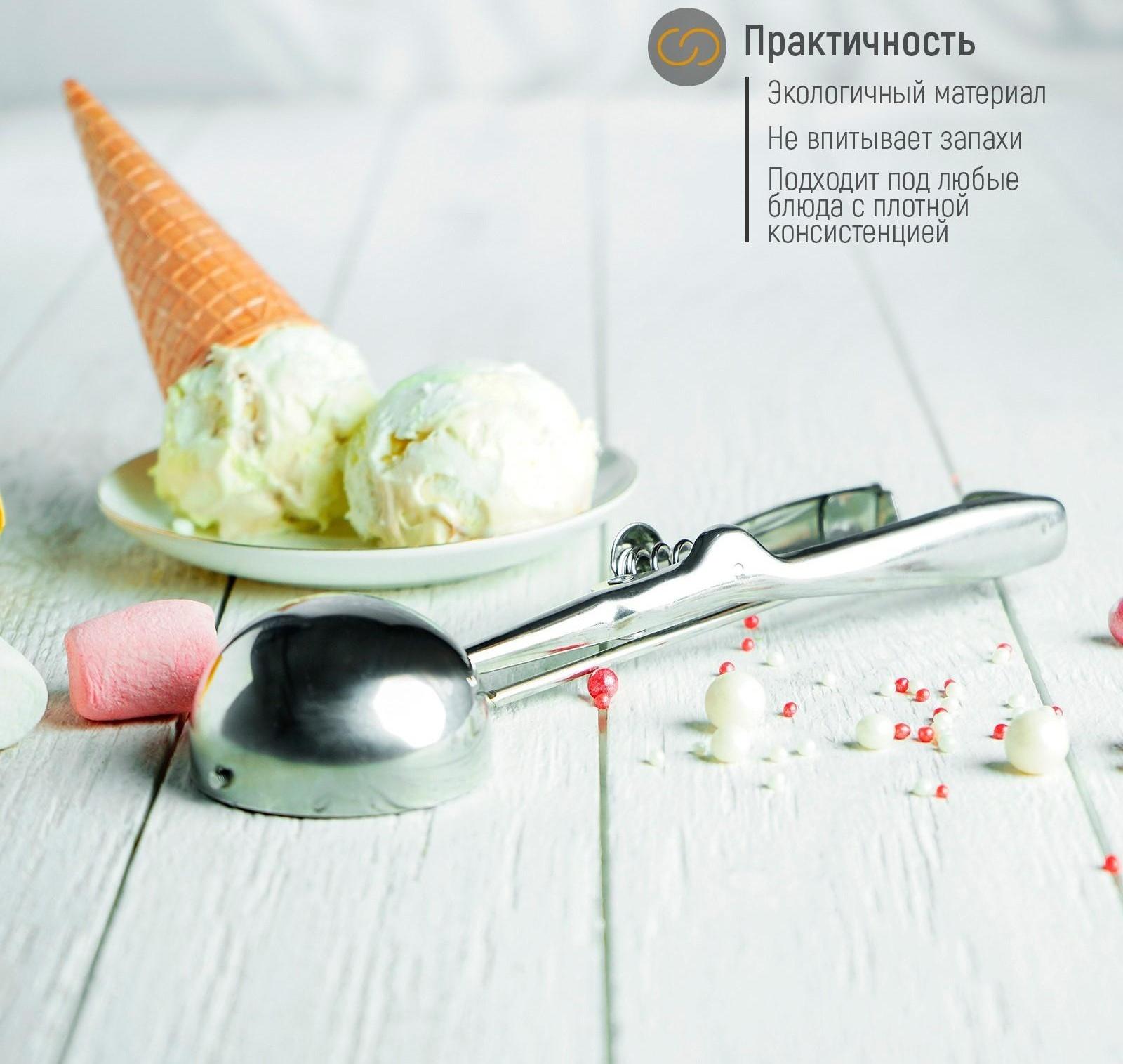 Ложка для мороженого Доляна, 22 см, 50 мл, цвет хромированный