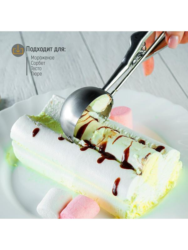 Ложка для мороженого Доляна, 22 см, 50 мл, цвет хромированный