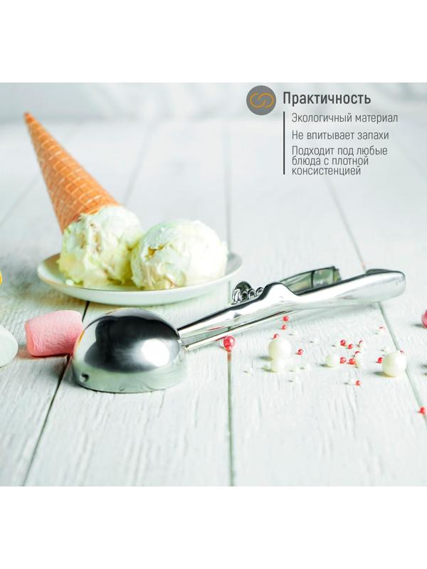 Ложка для мороженого Доляна, 22 см, 50 мл, цвет хромированный