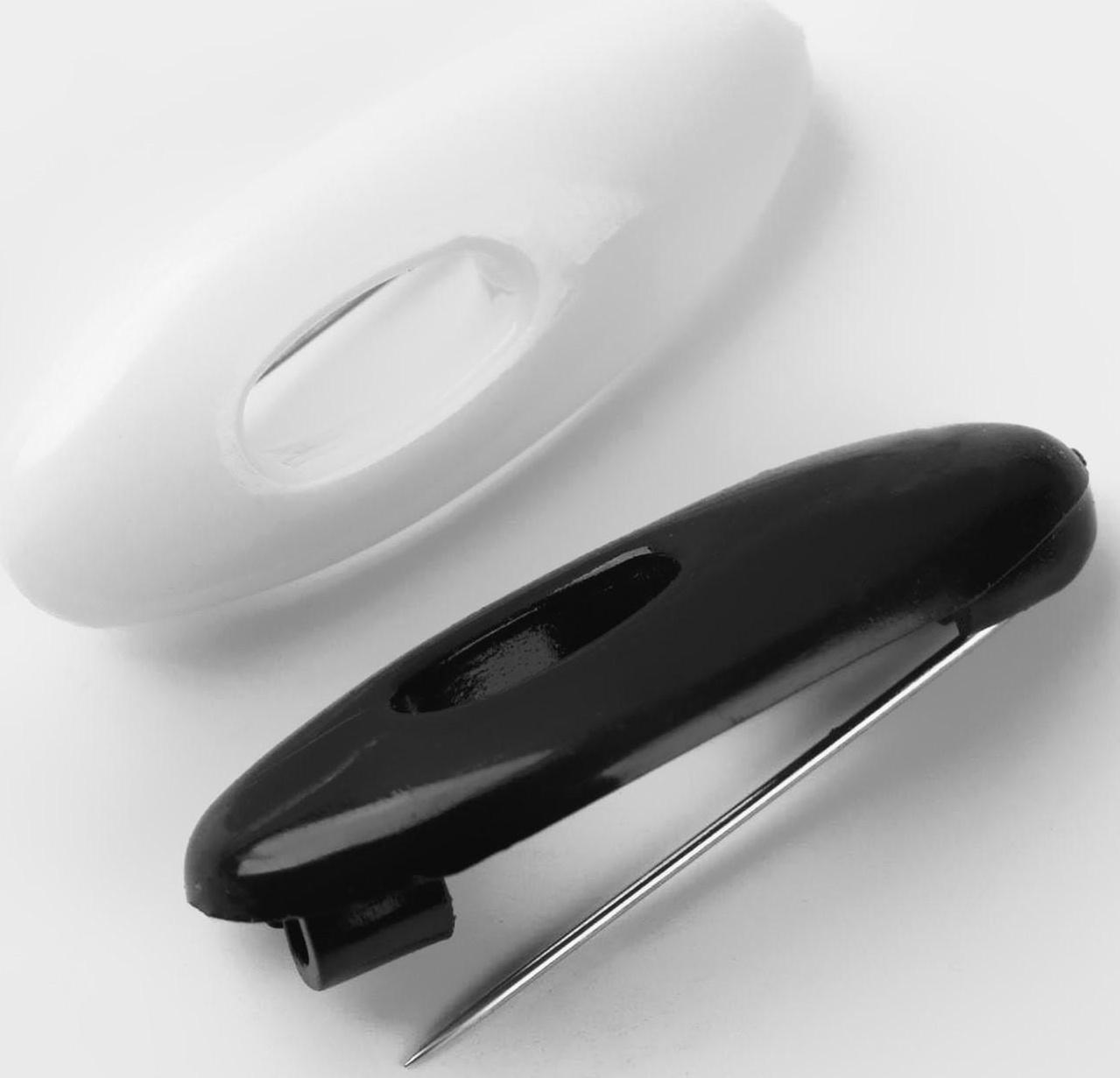 Булавки безопасные, 40 мм, 6 шт, цвет чёрный/белый