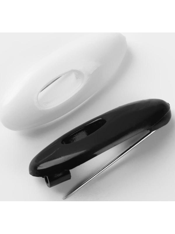 Булавки безопасные, 40 мм, 6 шт, цвет чёрный/белый