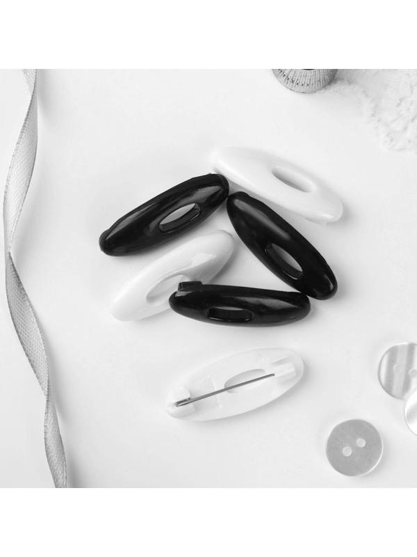 Булавки безопасные, 40 мм, 6 шт, цвет чёрный/белый